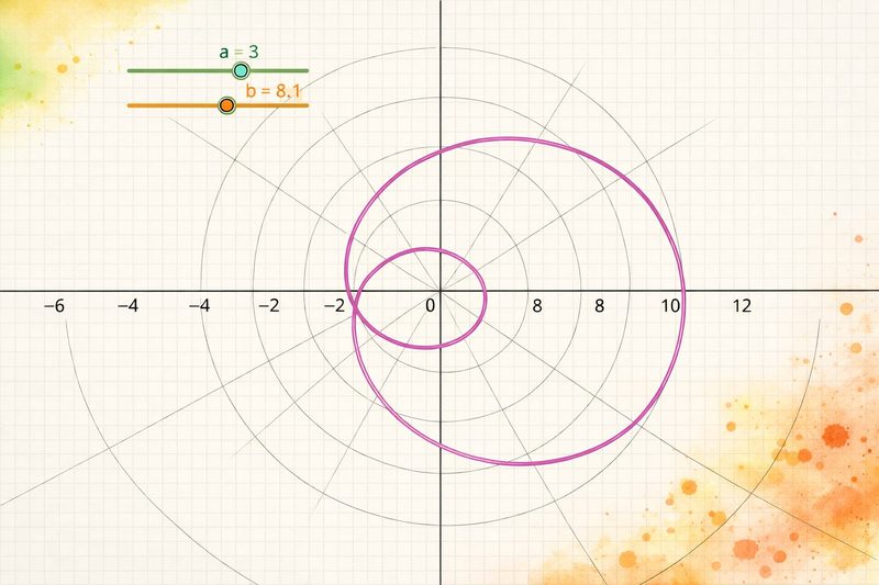 A polar curve drawn on a polar grid, with two sliders setting the parameters that shape it.